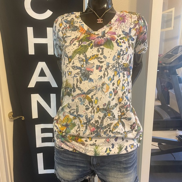 ❤️sold❤️ Balmain Floral distressed t shirt France 36 USA 6 medium - Picture 2 of 14